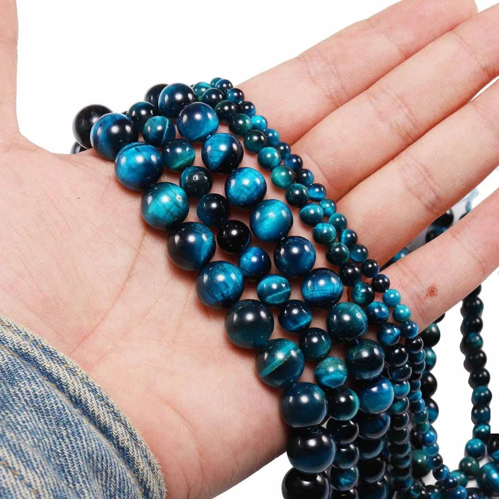 1strand/lot 4 6 8 10 12mm AAA Natural Stone Blue Tiger Eye Agat Round Beads Loose Spacer Bead For Jewelry Making DIY Accessories image 5
