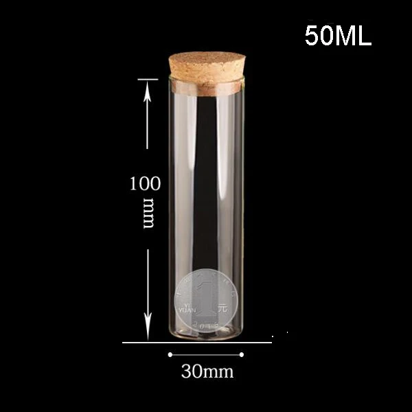 12pcs 30*100mm wholesale clear glass bottle with wooden cork empty sample container,cork stopper glass vial wishing bottle jars