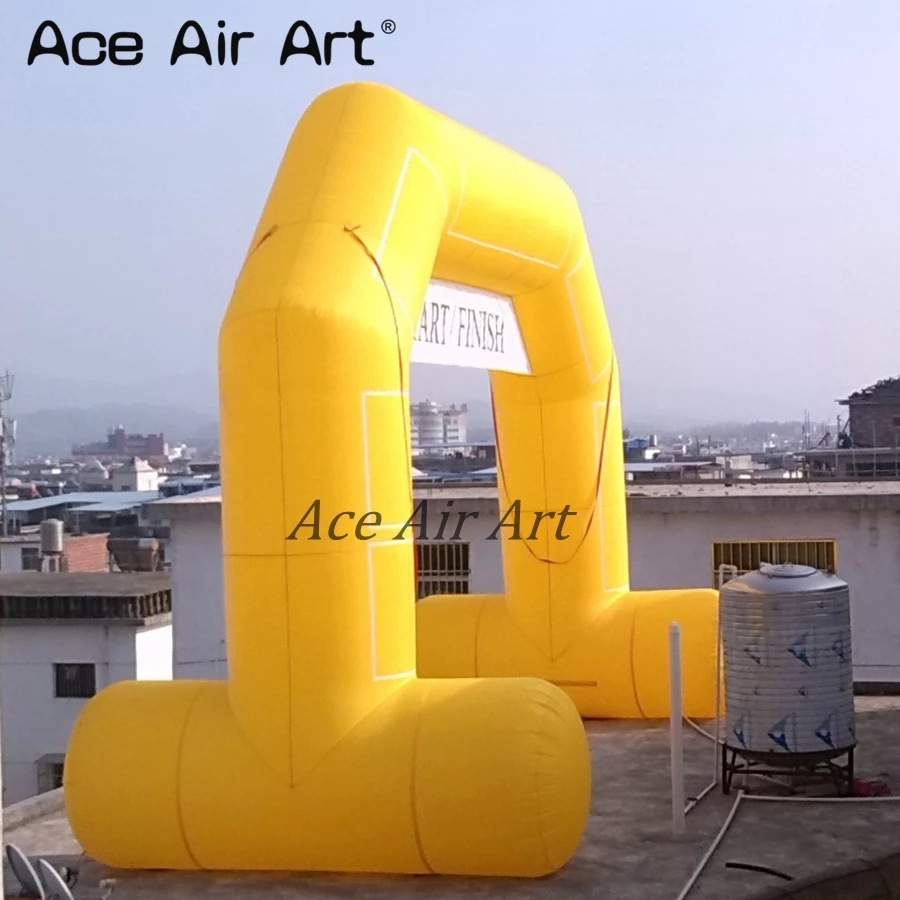 hot sale good quality yellow inflatable arch for advertising with logo on the top centre both side 8m Lx5.2mH x Diameter:1.2m