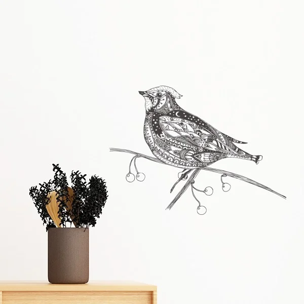 Bird Sparrow Paint Fly Line Animal Removable Wall Sticker Art Decals Sketch Mural DIY Wallpaper for Room Zoo Cafe Decal