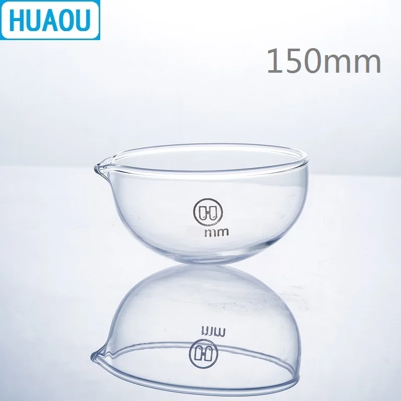 HUAOU-fond rond de plat d'évaporation avec bec, Borosilicate, 150 verre, équipement de chimie de laboratoire, 3.3mm