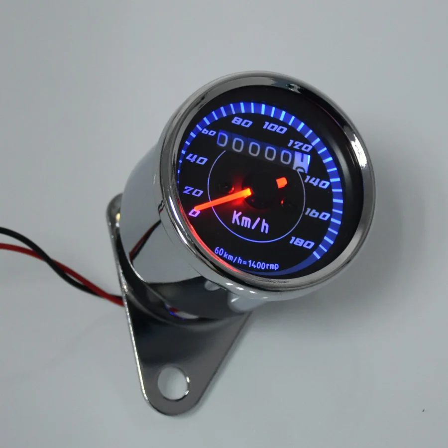 New Universal Motorcycle Speedometer Meter Double Color LED Light Odometer speed meter gauge Miles For Motorcycle hot selling~