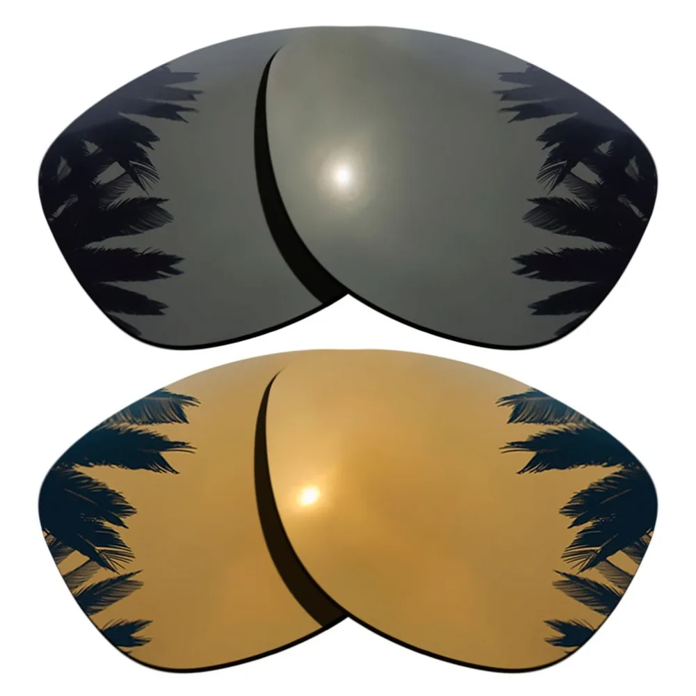 

(Black+Bronze Gold Mirrored Coating) 2-Pairs Polarized Replacement Lenses for Frogskins Frame 100% UVA & UVB Protection