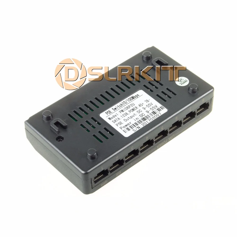 DSLRKIT 8 พอร์ต 6 PoE Switch Injector Power Over Ethernet โดยไม่ใช้อะแดปเตอร์ไฟ