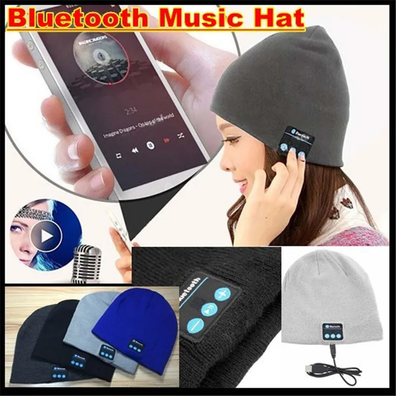 

200pcs! Bluetooth V4.2 Beanie Knitted Winter Hat Headset Hands-free Mp3 Speaker Mic Magic Music Smart Cap for Boy&Girl&Man&Women