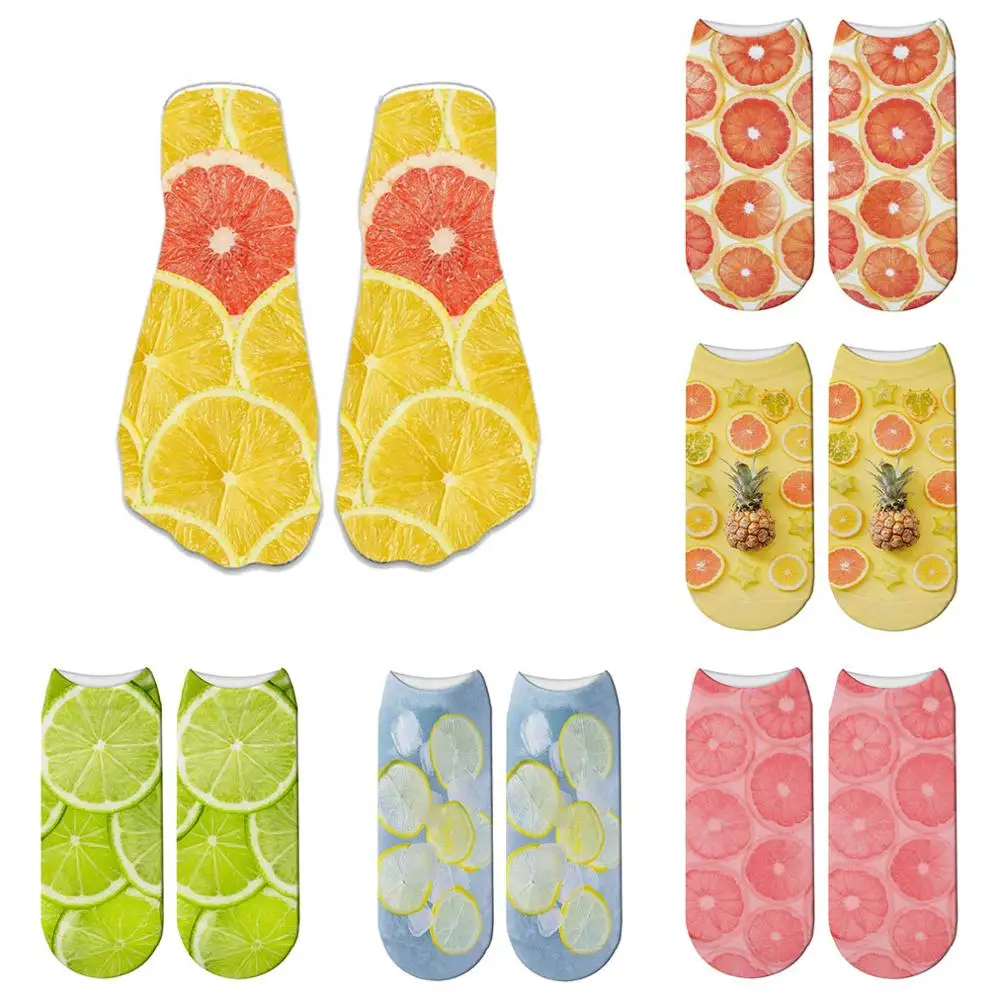 

New Women Crew Socks Food Lemon Pattern Hip Hop Happy socks Short Funny Female Casual Harajuku Novelty Sock 5ZWS85