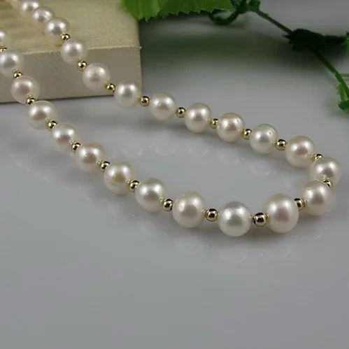 Natural Pearl Jewellery White Color AA 8-9MM Natural Color Freshwater Pearl Necklace Fashion Lady's Wedding Party Gift