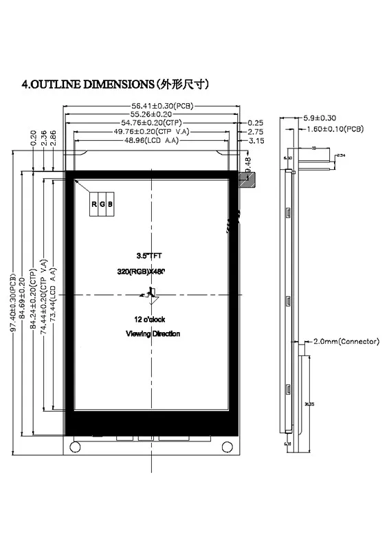 جديد 3.5 بوصة TFT وحدة عرض إل سي دي مع لوحة سعوية تعمل باللمس شاشة 320x480 ل STM32