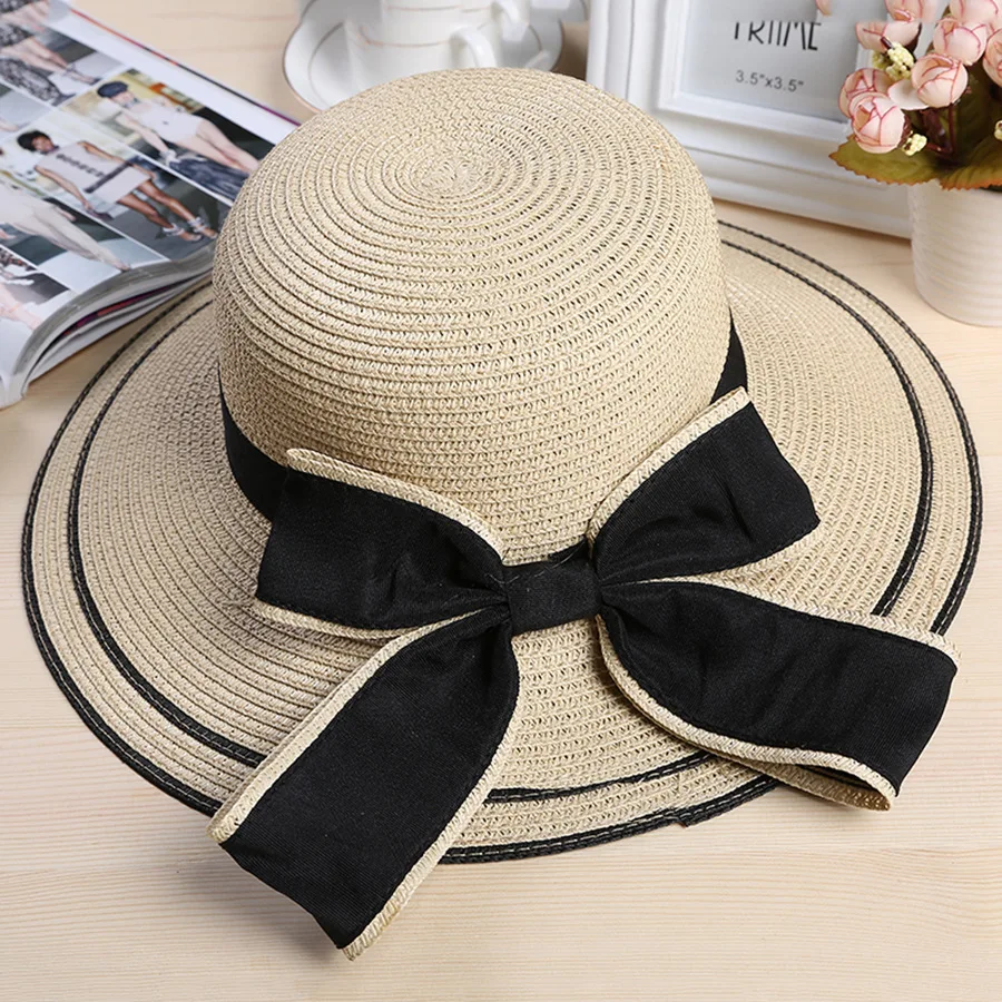 Outdoor folding straw hat female summer Korean version of the tide along the ladies sunhat sunscreen sun hat summer beach hat