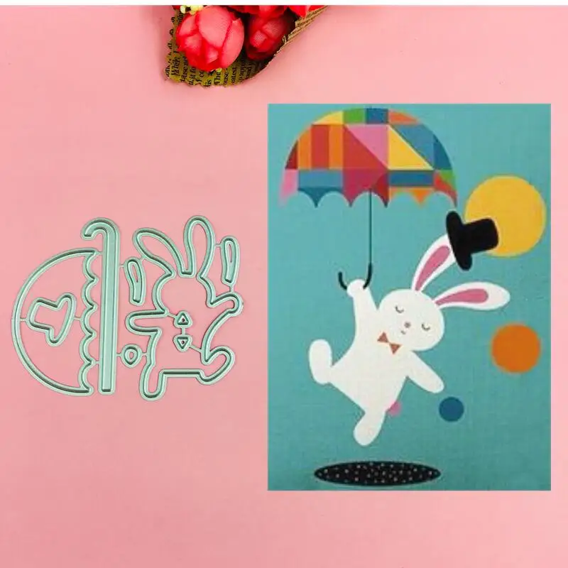 

Rabbit With Umbrella Cut Dies Stencils for DIY Scrapbooking/photo album Decorative Embossing DIY Paper Cards