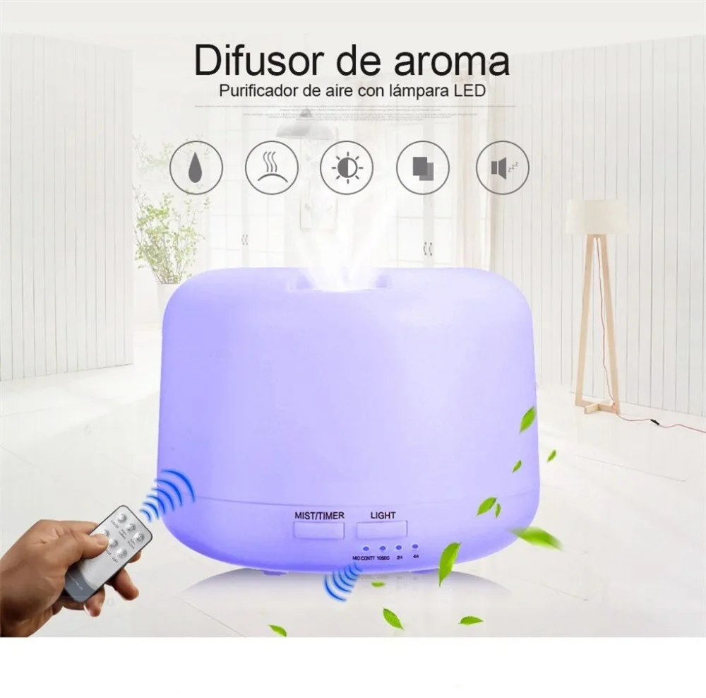 Humidificador de aire ultrasónico con Control remoto, difusor de aceites esenciales, aromaterapia eléctrica, lámpara de 7 colores, 300ML