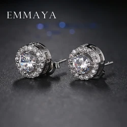 Emmaya Fashion Prong Setting CZ Crystal White / Rose Gold Color Stud Earrings Jewelry for Women Boucle D'oreille