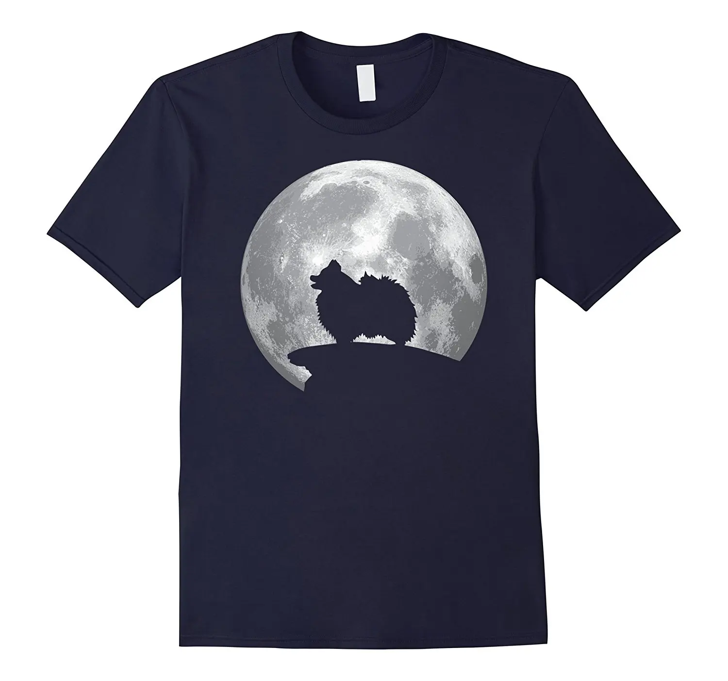 2018 Men'S Fashion Color Fashion O-Neck Casual Pomeranian and Moon T-Shirt Pomeranian Dog Costume Casual T Shirt