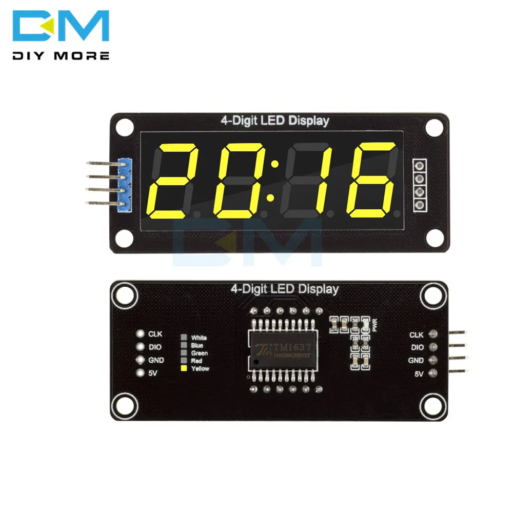 

4-Digit 4-Digit LED 0.56 inch Yellow Digital LED Display TM1637 Tube Decimal 7 Segments Clock Double Dots Module For Arduino