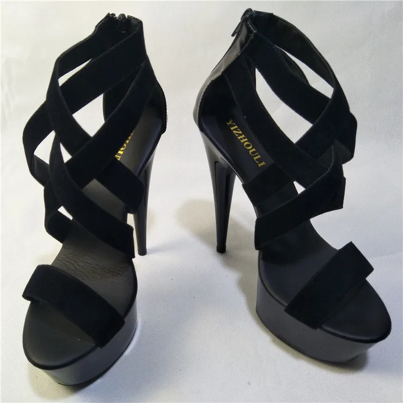 Sexy Stiletto High Heels Open Toe Gladiator Sandals Womens Shoes 15cm High-Heeled Shoes Platform Dance Shoes Party Dance Shoes