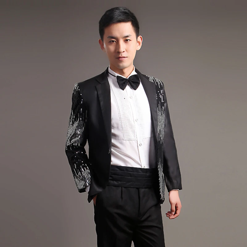 Moderator clothes paillette male master Sequin Dresses Stage Costumes Men terno Suit MC Host Clothing Singer Suits Blazer jacket