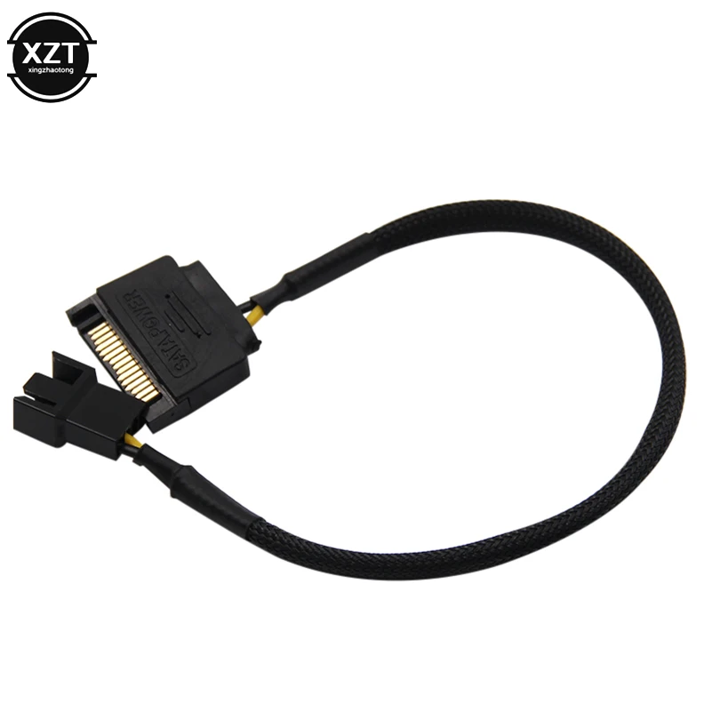 SATA 15Pin to 1 2 * 3Pin / 4Pin Computer Cooling Fan Splitter Hub Converter Adapter PWM Temperature Power Cable