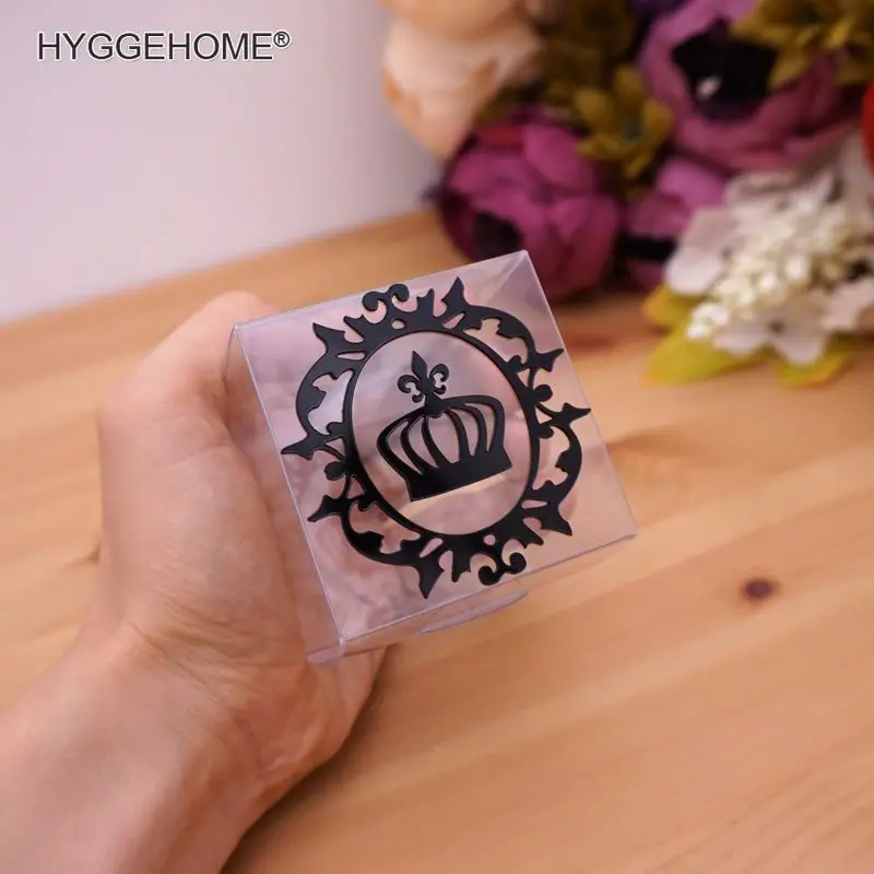 Wedding Mirror Crown Hollow Out Circle Round Party Decor Guest Gift Boxes Stickers Acrylic Personalized Babyshower Accessories