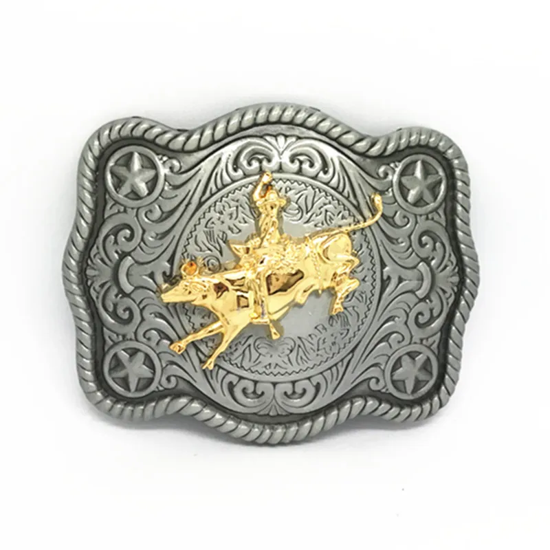 

Western cowboy zinc alloy Livin'the Dream Bull Rider attitude buckle