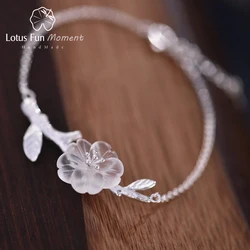 Lotus Fun Moment 925 Sterling Silver Natural Crystal stone bracelet charm Fashion Jewelry flower bracelet for Women drop ship