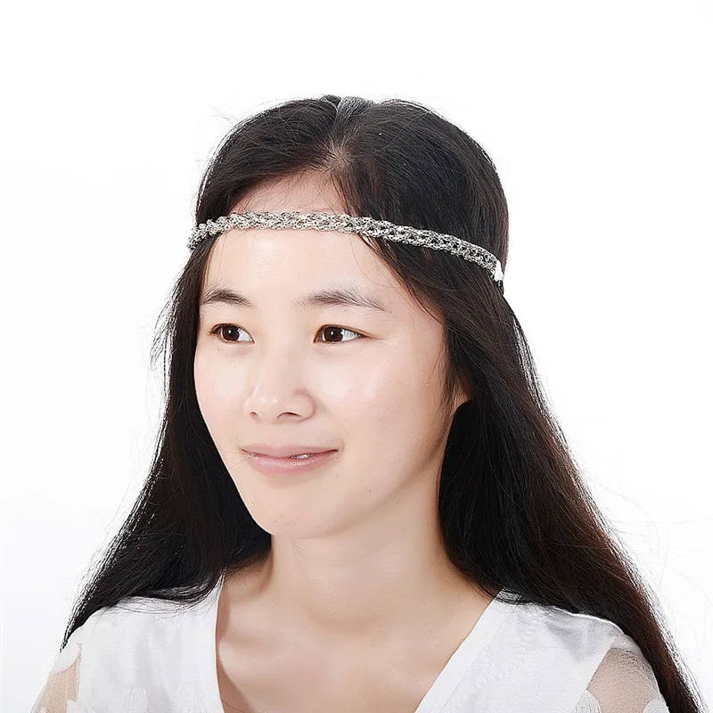 1PC Fashion Hair Tie Scrunchy Metal Chain Headband Elastic Hair Band Headwear Rubber Bands Women Girls Hair Accessories