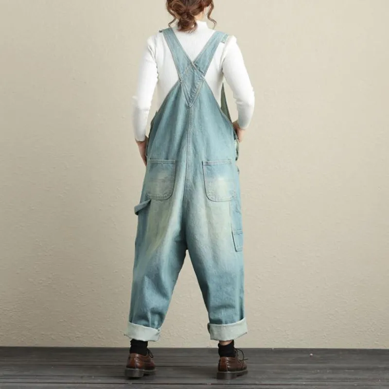 Free Shipping 2023 New Fashion Ladies Overalls Harem Pants High Quality Denim Jeans Loose Jumpsuits And Rompers Plus Size S-XL