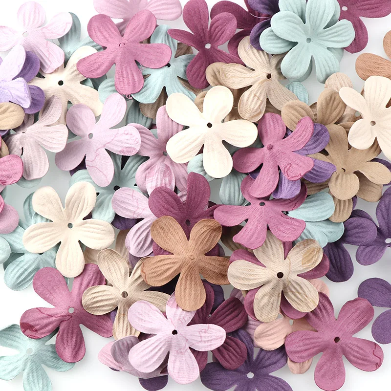 30pc Small Exquisite Leather Flowers Handmade Artificial Flower Head Wedding Decoration DIY Scrapbooking Craft Fake Flower