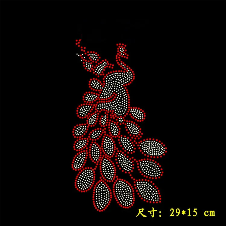 2pc/lot Big Red and white phoenix iron on design rhinestone applique patch hot fix rhinestone transfer motifs sticker shirt