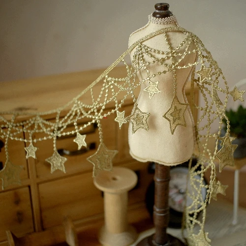 10.5cm Wide Stars white Tassels Lace Fringe Lace Trim Costume Home Textile Curtains Decor Trims Clothes Sewing Accessories