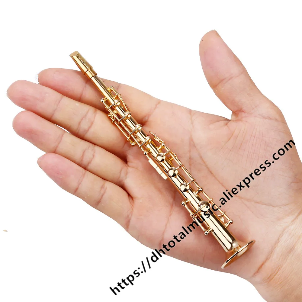 Dh Miniature Soprano Saxophone Model Replica Dollhouse Accessories Mini Musical Instrument Ornaments Christmas Gifts