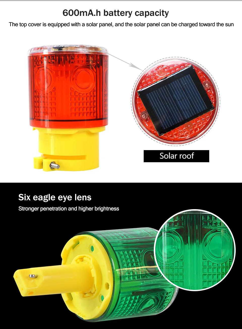 Safety sign flashing solar power LED road construction solar traffic warning light