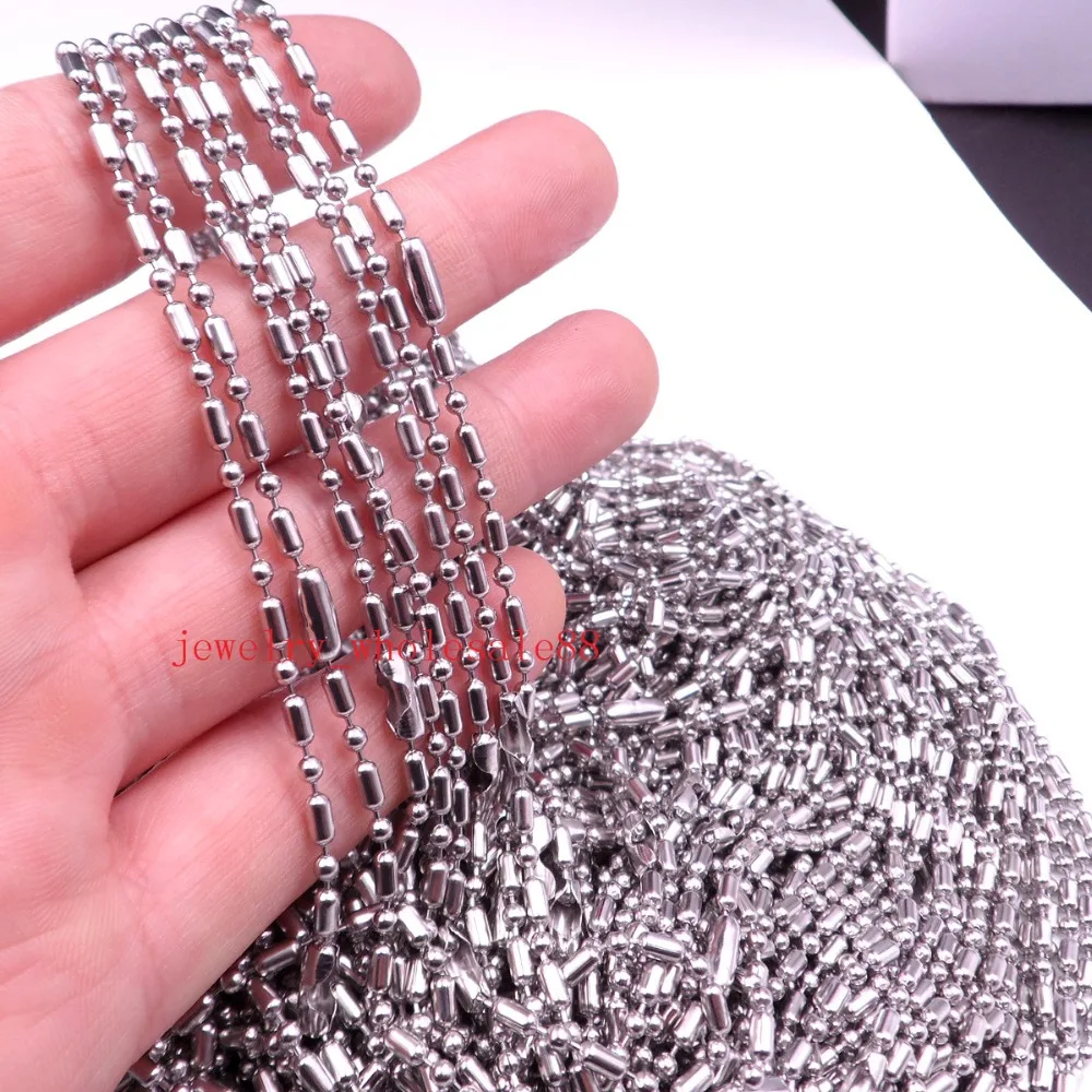 

100pcs Lot stainless steel 2.4mm 24'' Rice beads chain necklace fit pendant in bulk
