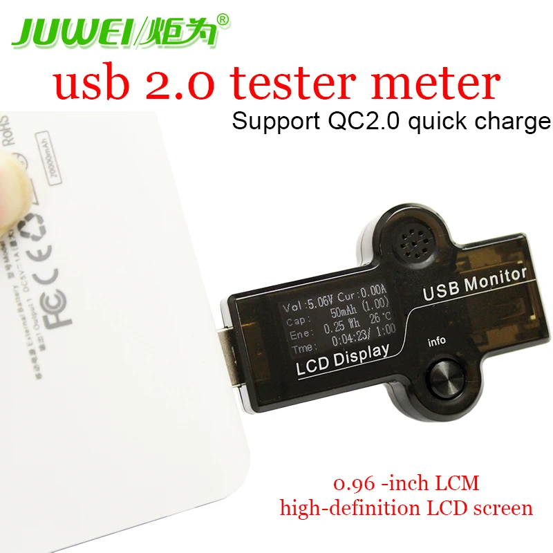 Generation LCD 0.96in USB Mini Voltage and Current Detector Mobile Power USB Charger Tester Meter fast charging 3-25V