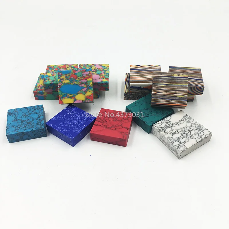 7 kinds color Artificial Turquoise DIY knife handle material For Damascus cutting tool septum 30x30x10mm