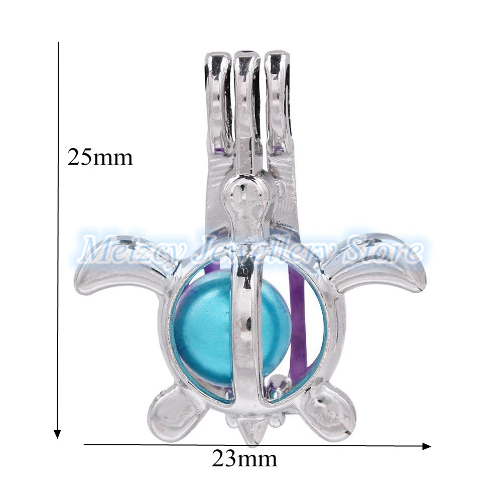 1pc Mixed Cuboid Turtle Frog Horse Mermaid Cat Owl Pearl Cage Bead Cage Pendant Essential Oil Diffuser Lockets Jewelry Making