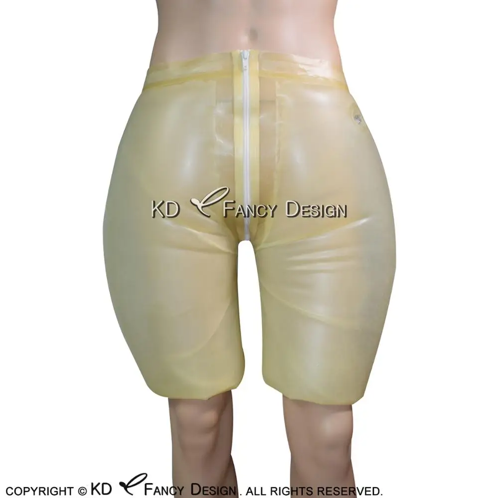 Transparent Inflatable Sexy Latex Long Leg Boxer Shorts With Zipper Nozzle Rubber BoyShorts Underpants Underwear Pants DK-0149