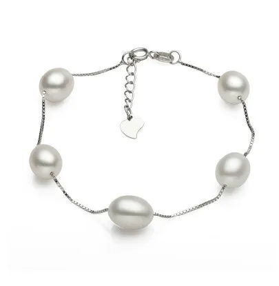 

2 color 925 Silver Real Freshwater Pearl Bracelet Jewelry Charm Beautiful Elegant Gorgeous Fancy Nice Jewellery Chain Bracelet