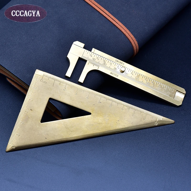 CCCAGYA H001 copper Triangle ruler & caliper Office School Supplies Educational Hotel business pen gift Measuring tools