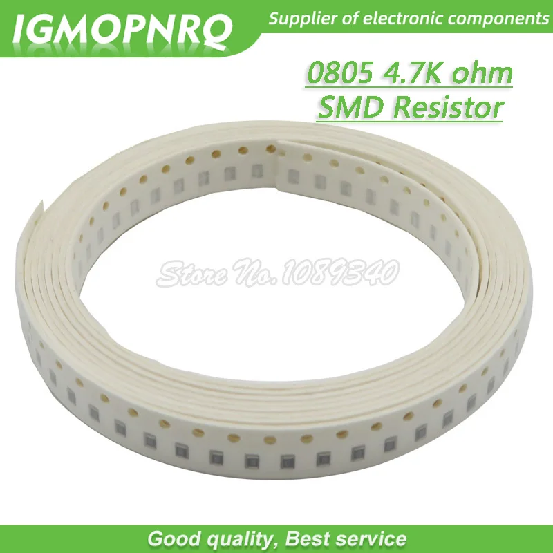 300pcs 0805 SMD Resistor 4.7K ohm Chip Resistor 1/8W 4.7K 4K7 ohms 0805-4.7K