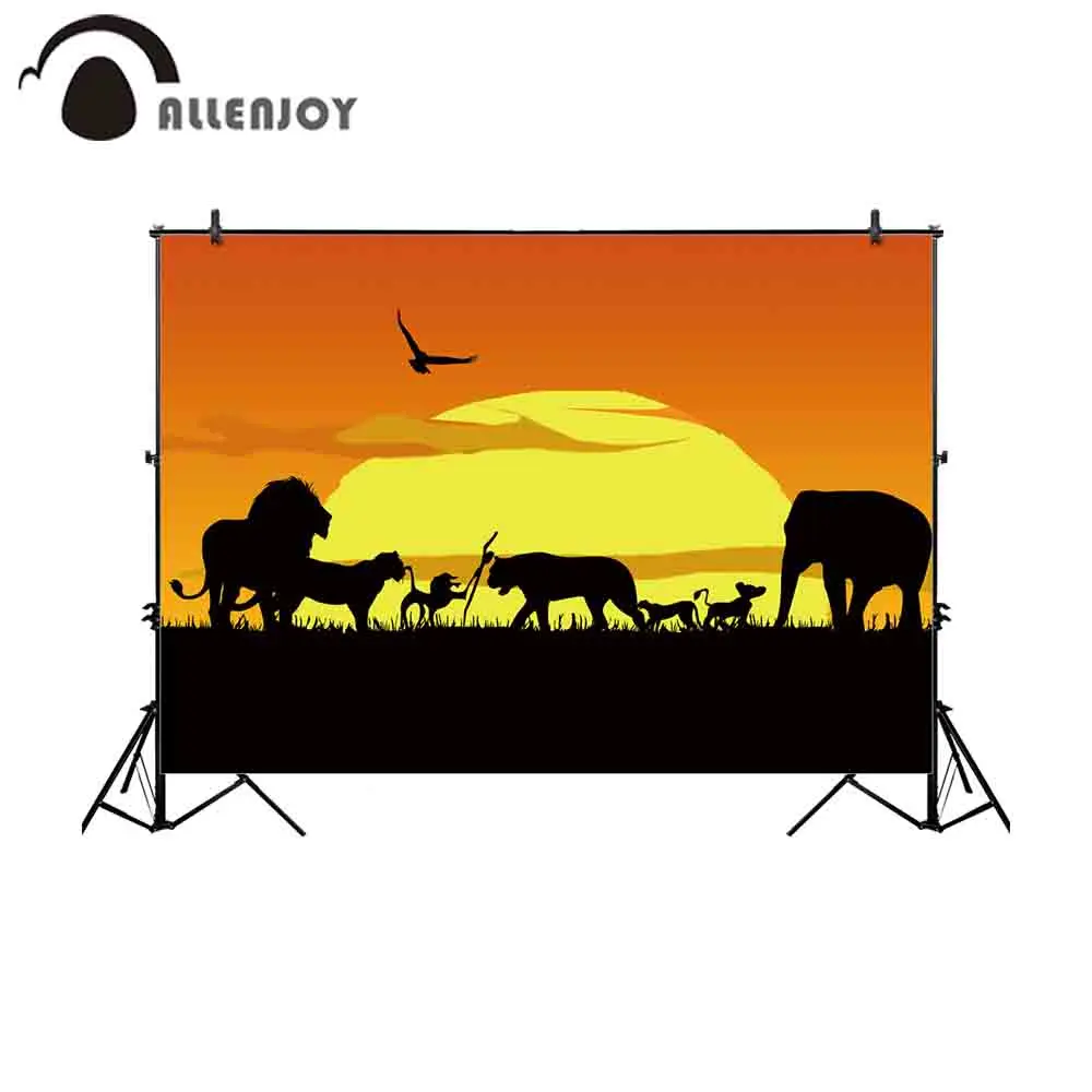 Allenjoy photocall photo sunset natural animal wild cartoon black silhouette child holiday travel wallpapers backdrop backgroud