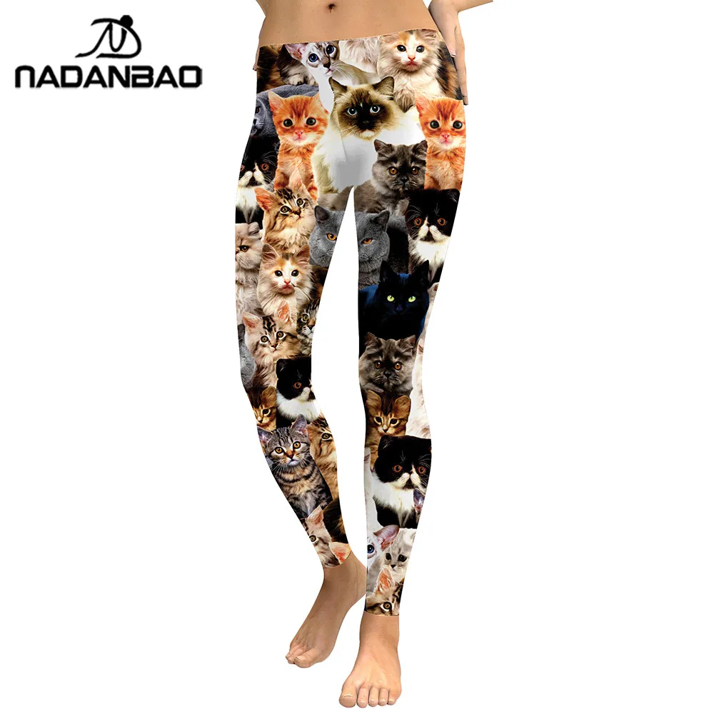 NADANBAO 2025 femmes Leggings beau chat holographique impression numérique Fitness legging taille haute pantalons d'entraînement décontracté rue Leggins