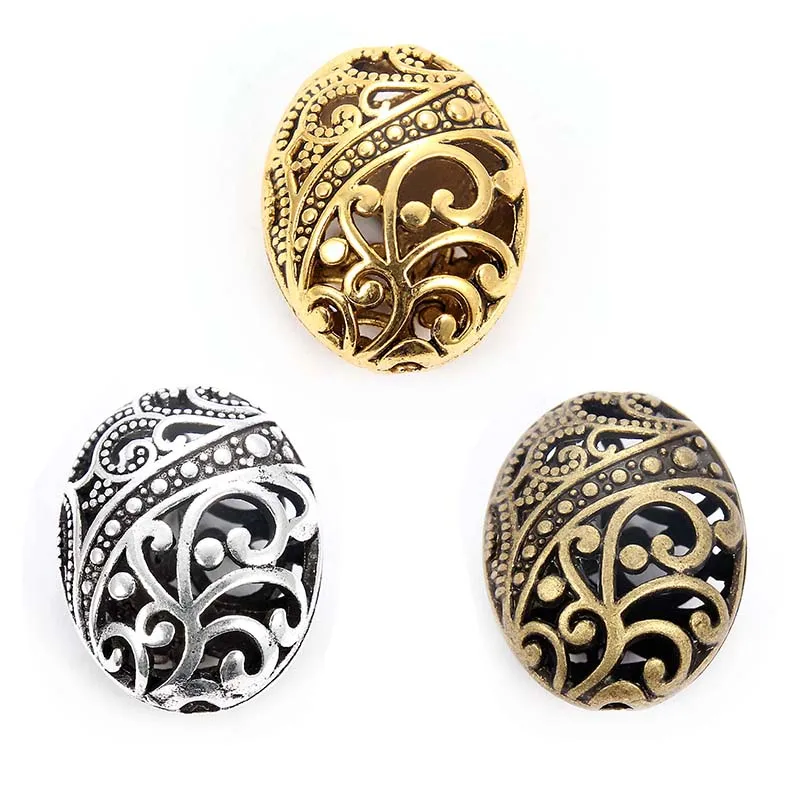 10pcs Tibetan Silver/Bronze/Gold Color Oval Spacer Beads for DIY Alloy Charms Bracelets Accessories Jewelry Making 22*17mm