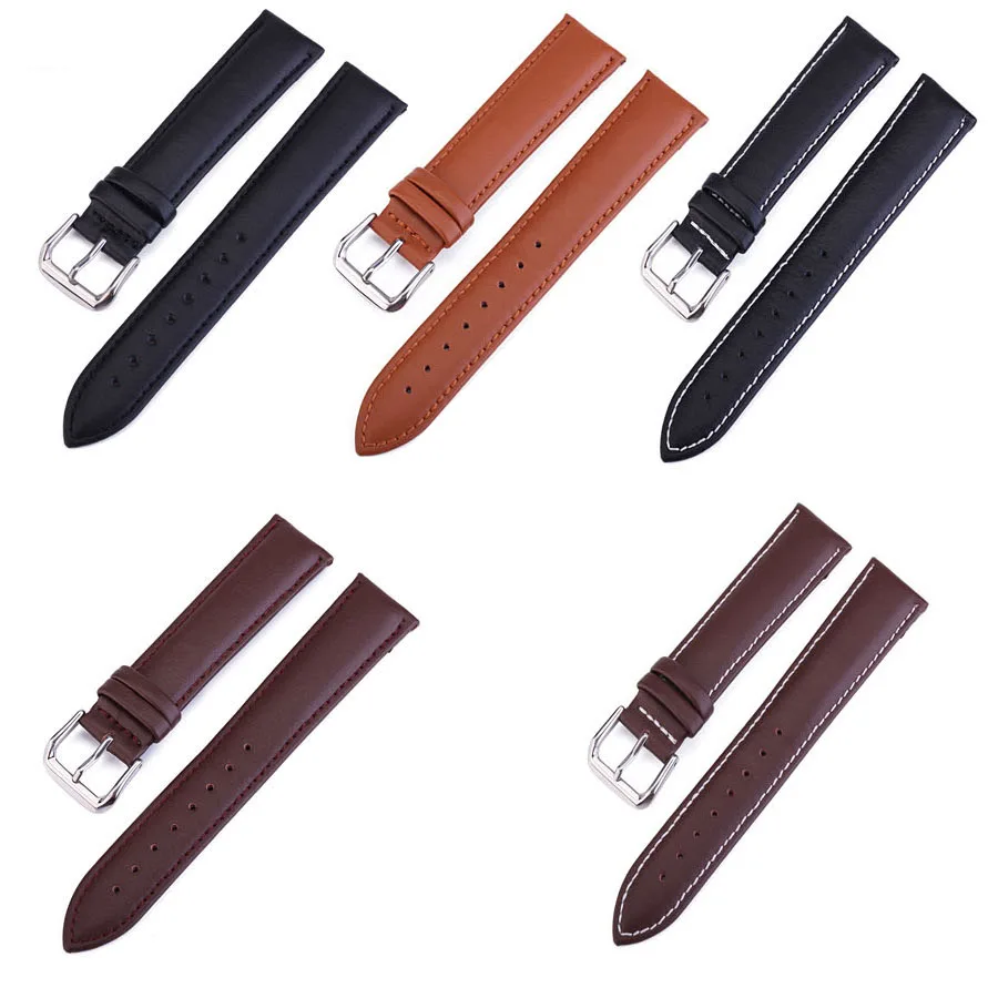 Genuine Leather Watch Band 10mm 12mm 14mm 16mm 18mm 19mm 20mm 21mm 22mm 24mm Watch Strap Wrist Belt Watchband with Pins