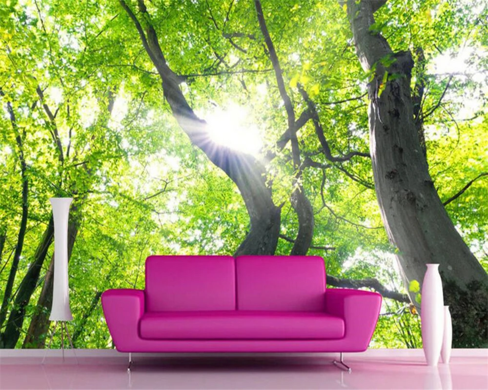 

Beibehang Large wallpaper nature landscape sun through woods photo wallpaper 3D living room TV wall wallpaper papel de parede