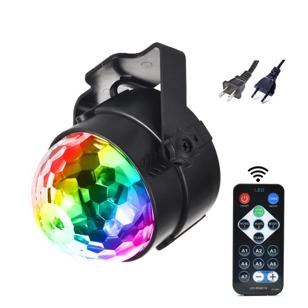LEDSONLINE Mini RGB 3W Crystal Magic Ball Led Stage Lamp DJ Disco Laser Party Lights Sound IR Remote Control Christmas Projector