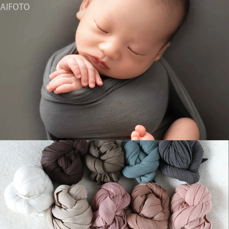 

40x150cm Newborn Photography Props For Background Baby Photo Super strong Stretch Solid Wraps Cocoon Backdrops Flokati