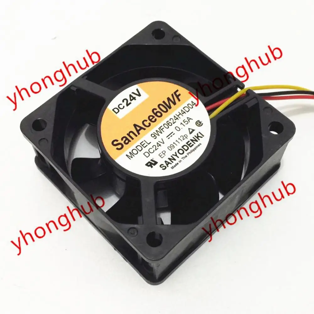 SANYO DENKI 9WF0624H4D04 DC 24V 0.15A 60x60x25mm 3-Wire Server Cooling Fan