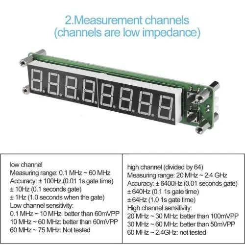 PLJ-8LED-H 8 Digit 0.1~1000MHz RF Signal Frequency Counter Meter Tester LED
