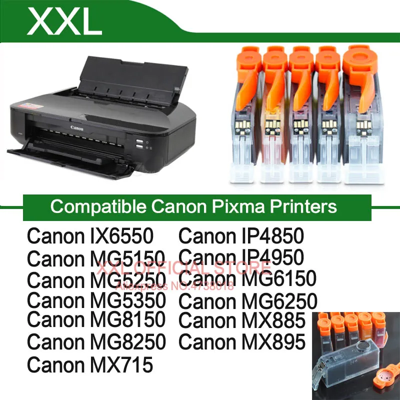 6C For Canon MG8150 MG8250 Ink Cartridge For Canon PIXMA MG8150 MG8250 MG 8150 8250 Printer ink PGI525