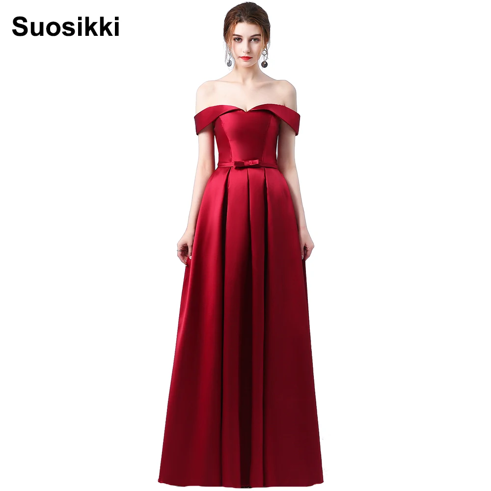 Suosikki New Arrival Evening Dresses Applique Formal Party Prom Gown Satin Long Dresses Vestidos De Festa